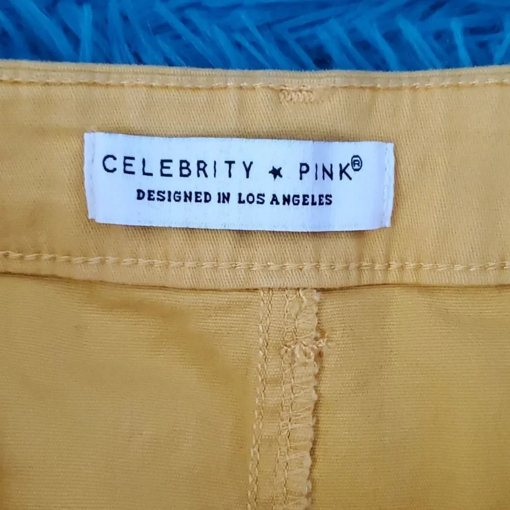 Celebrity Pink Button Down Golden Yellow Skirt